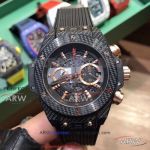 Perfect Replica ZY Factory Hublot Big Bang Black Skeleton Dial Black Steel Case 44mm Watch